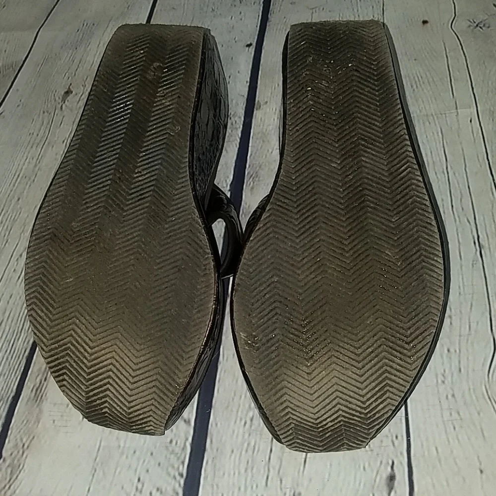 CORKYS brown wedge sandals, sz 9